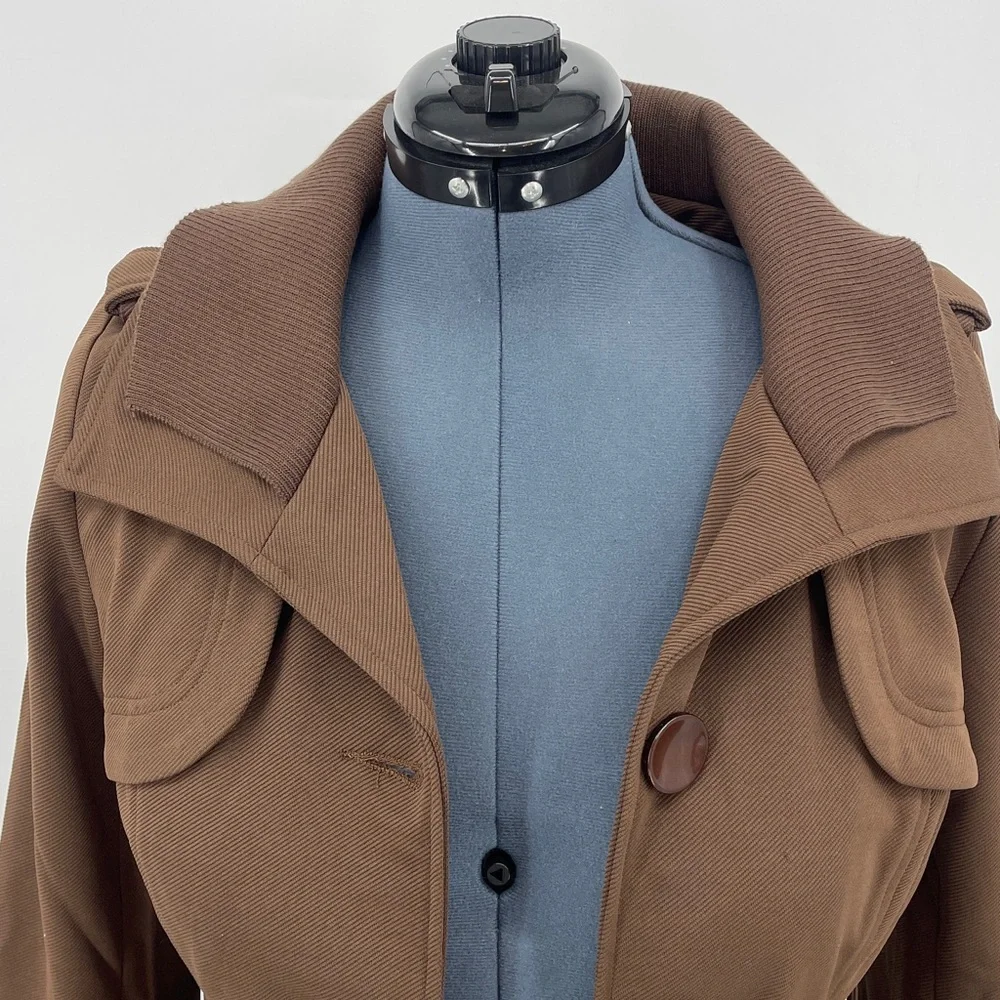 DIAA Women's SHORT TREND COAT Brown Belted  WOMENS SIZE M NWT - Picture 2 of 14